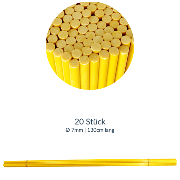 Markierstab Fiberglas gelb 7mmx130cm (20 Stk.)