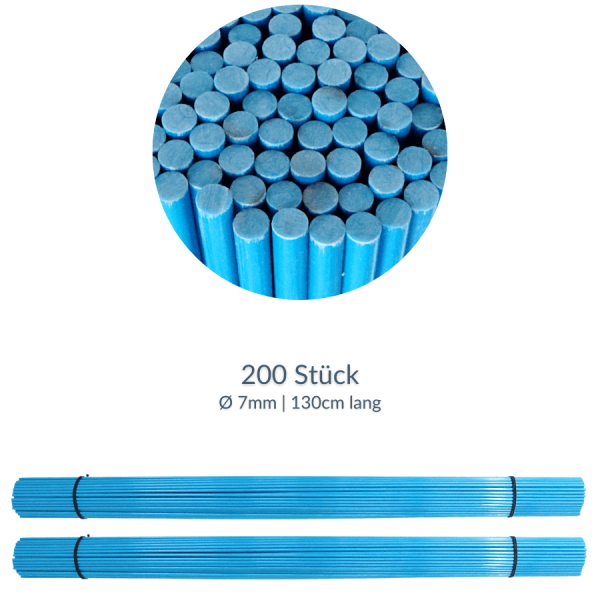 Markierstab Fiberglas blau 7mmx130cm (200 Stk.)